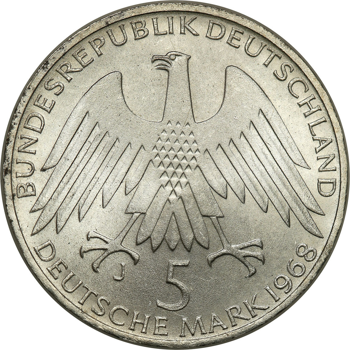 Niemcy, RFN. 5 marek 1968 F, Stuttgart, Friedrich Wilherm Raiffeisen